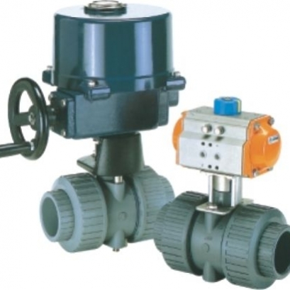 Plastic ball valve with actuator
