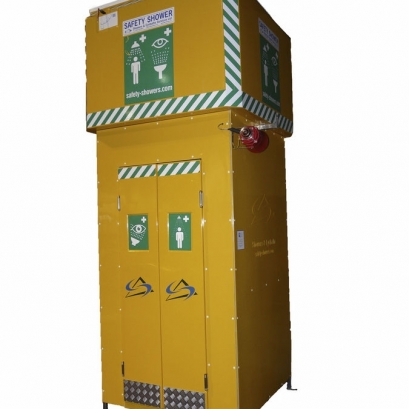Tank safety shower for cold climate