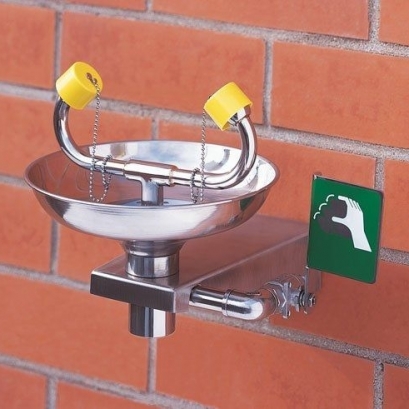 Wall mount safety eyewash station