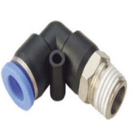 Plastic push-in elbow fitting