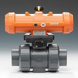 Pneumatically actuated ball valve