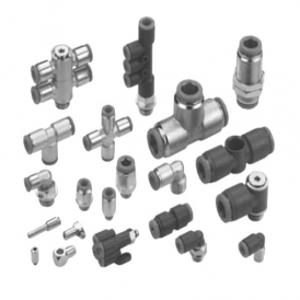 Polymer push-in fitting for compressed air