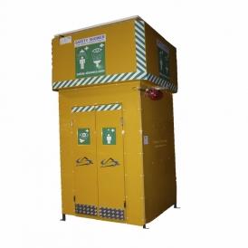 Tank safety shower for cold climate